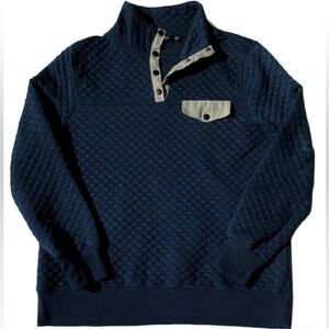 Doe & Rae Navy Quilted Crewneck Pullover